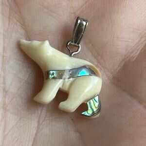 Storrs Glacier Pearle Elegant Polar Bear Pendant with Abalone Accents